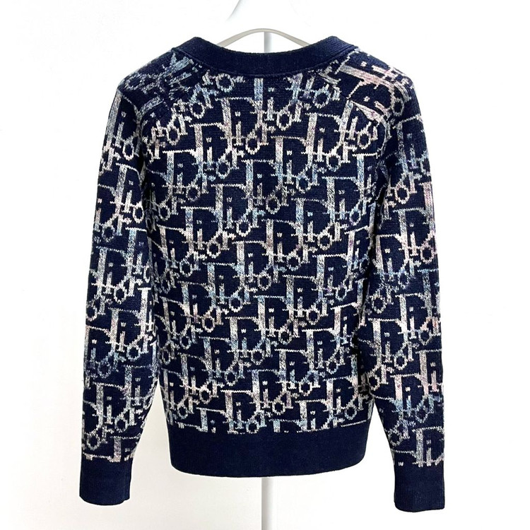 [S+급/정품] 디올 오블리크 자카드 가디건 블루--1