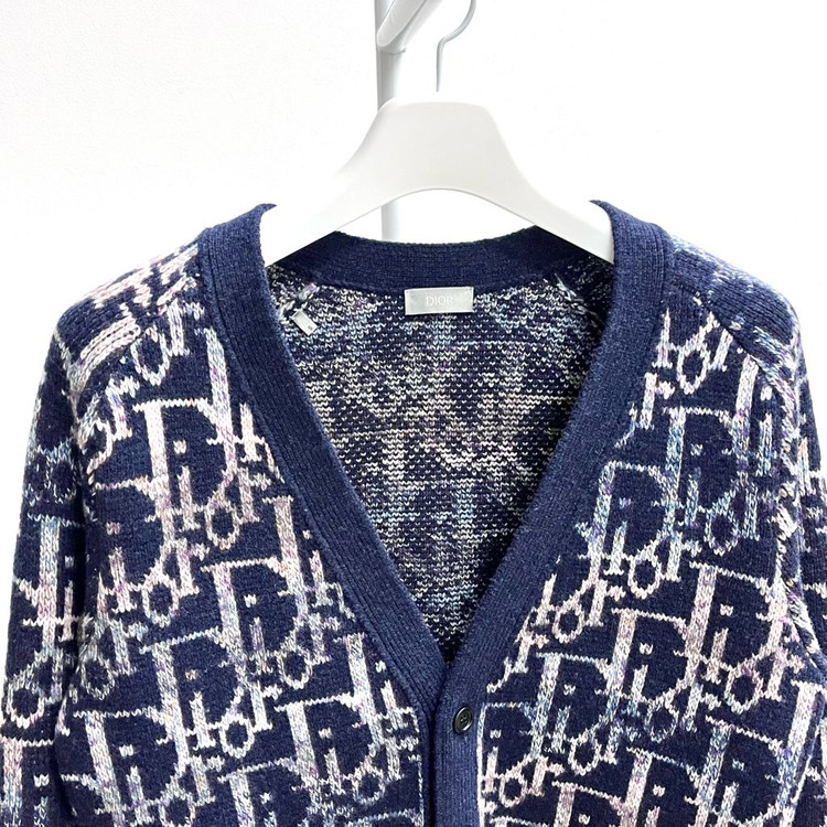 [S+급/정품] 디올 오블리크 자카드 가디건 블루--2