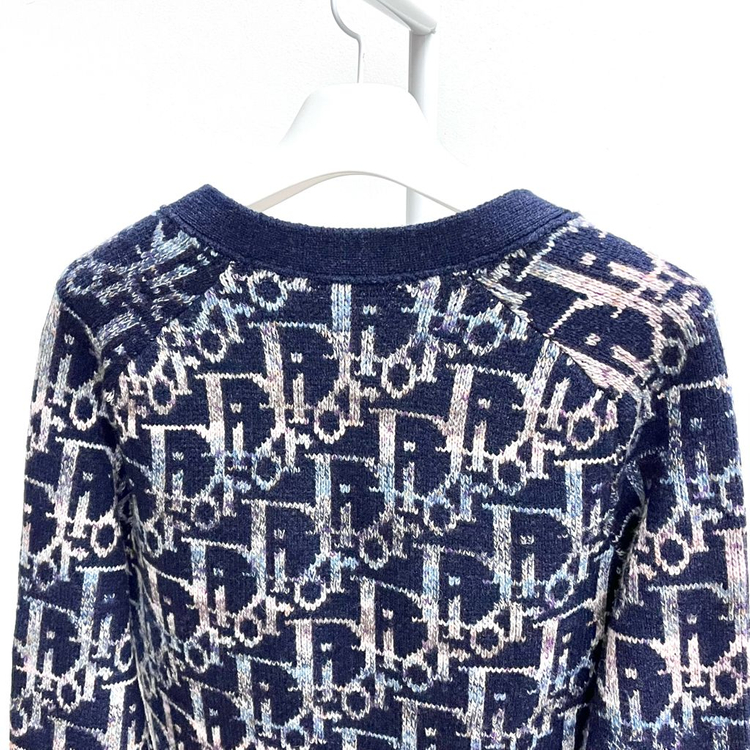 [S+급/정품] 디올 오블리크 자카드 가디건 블루--3