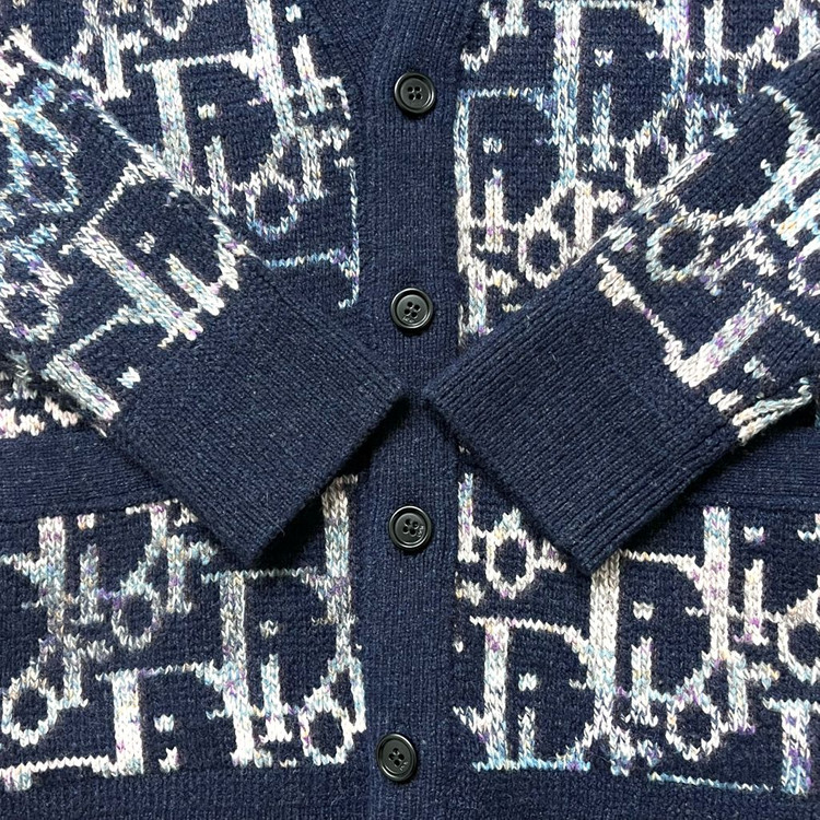 [S+급/정품] 디올 오블리크 자카드 가디건 블루--4