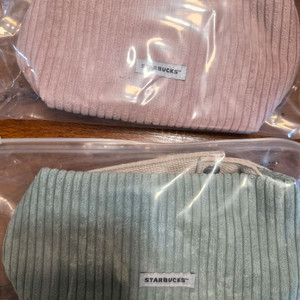 스타벅스 코듀로이 파우치 핑크 민트 세트 택포
