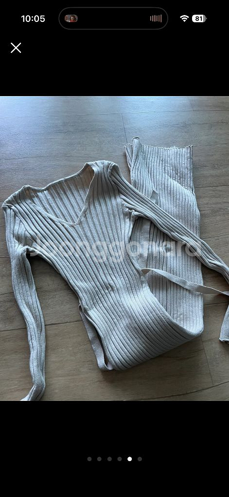 히프나틱 얼리어 골지니트원피스 베이지,블랙--4