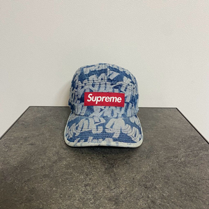 (OS) 슈프림 박스로고 캠프캡 모자 워시드 데님