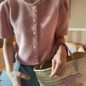 이브스튜디오 반팔니트 핑크 반팔가디건