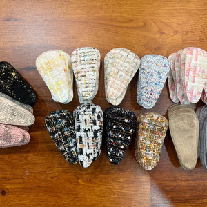 트위드 패턴 똑딱핀 리본 악세사리 재료 새상품 이미지