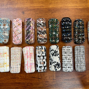 트위드 패턴 똑딱핀 리본 악세사리 재료 새상품 이미지