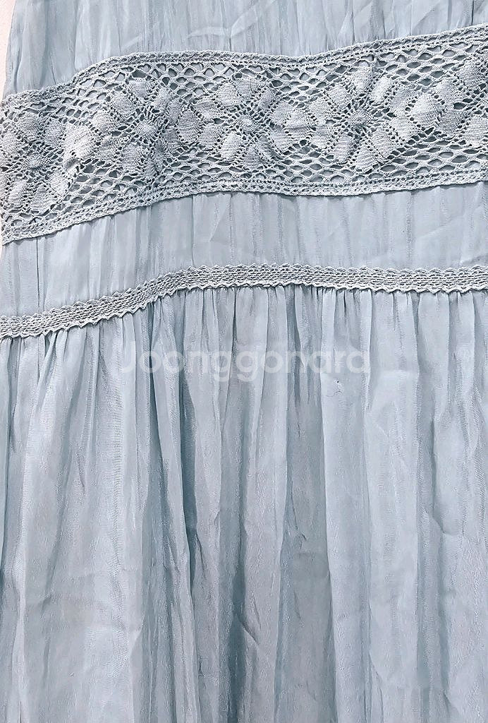 난닝구 민소매 레이스배색 롱원피스 빅사이즈 여름원피스--3