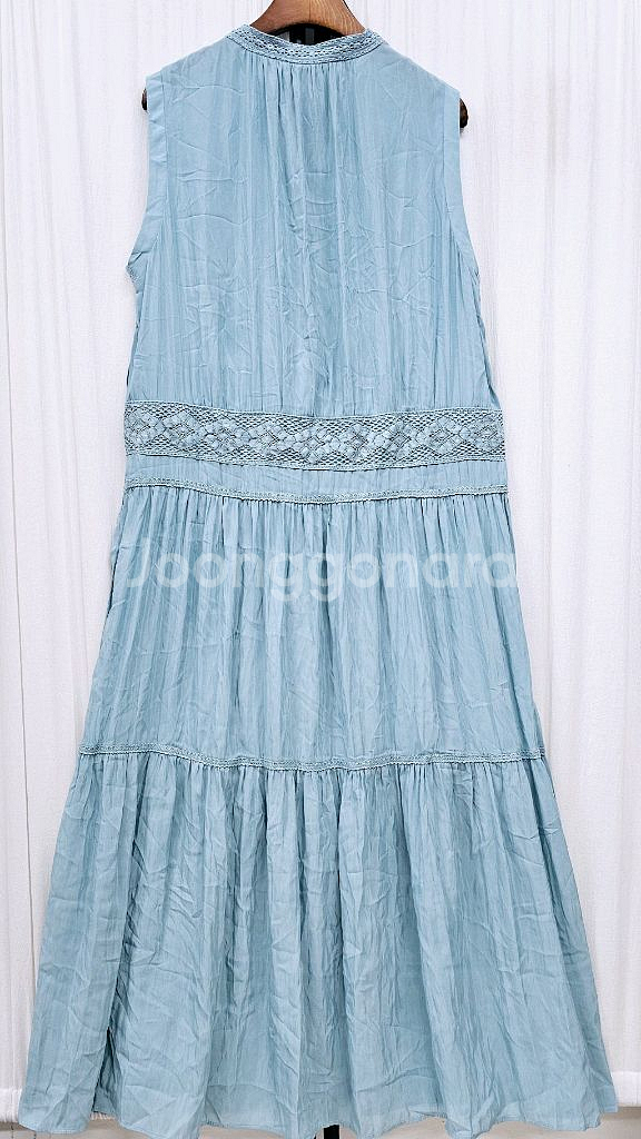 난닝구 민소매 레이스배색 롱원피스 빅사이즈 여름원피스--4