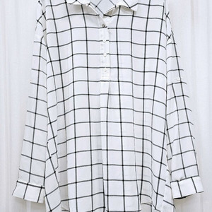 Devernois 롤업 루즈핏 블라우스 체크 언발셔츠블라우스