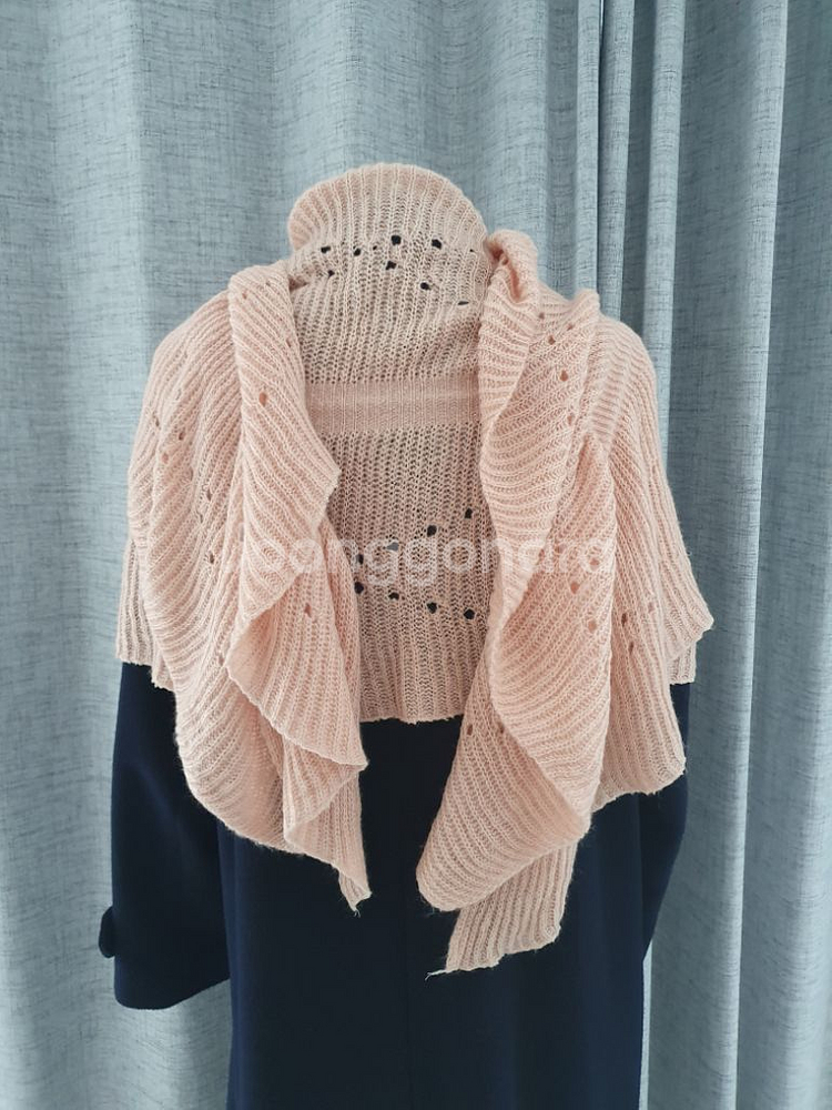 (상태좋음)핑크 니트 롱 목도리겸 숄, 머플러--1