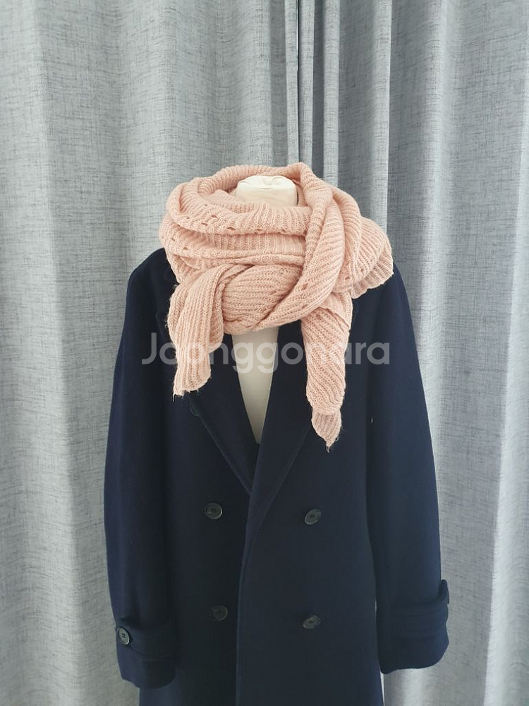 (상태좋음)핑크 니트 롱 목도리겸 숄, 머플러--3