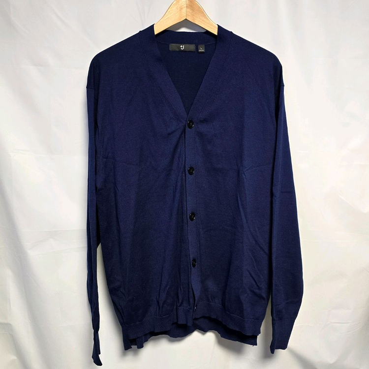 [L] 유니클로 +J 질샌더 실크코튼 오버사이즈 가디건 블루 #A1--6