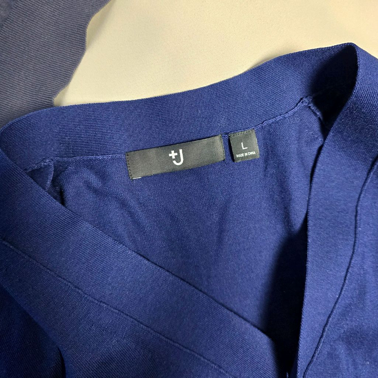 [L] 유니클로 +J 질샌더 실크코튼 오버사이즈 가디건 블루 #A1--7