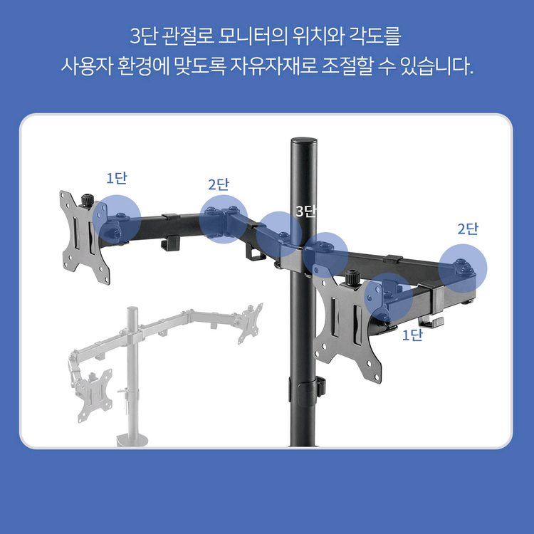 (미개봉) LDL MOUNT 듀얼 모니터암 3단 관절 모니터암 이미지