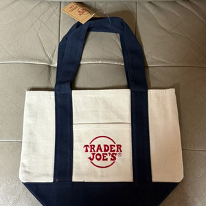 트레이더조 미니 에코백 토트백 한정판 네이비