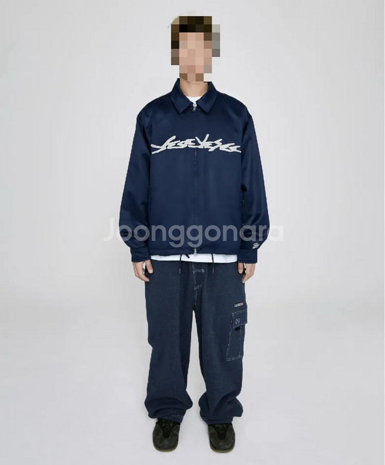 예스아이씨 L사이즈 Chain Stitch Logo Coach Jacket (Navy)--4