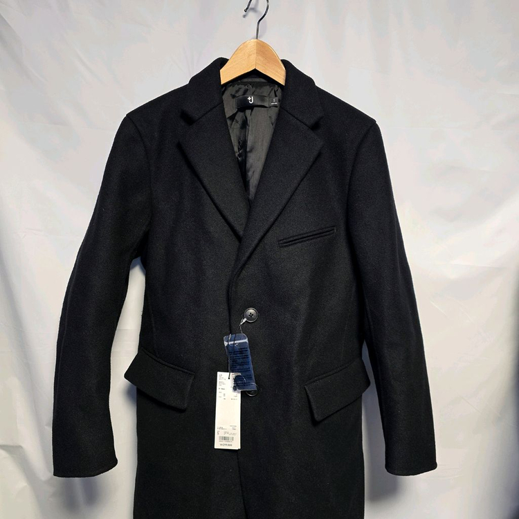 [S] 유니클로 +J 울블렌드 체스터필드 코트 블랙 S 클래식핏 #WH--5