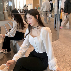 [새상품] 다니엘BL 단추 블라우스 스퀘어넥 퍼프 소매 수입의류