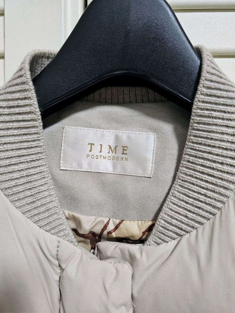 정품) TIME 타임 한섬 경량 패딩 구스다운 베이지톤--2