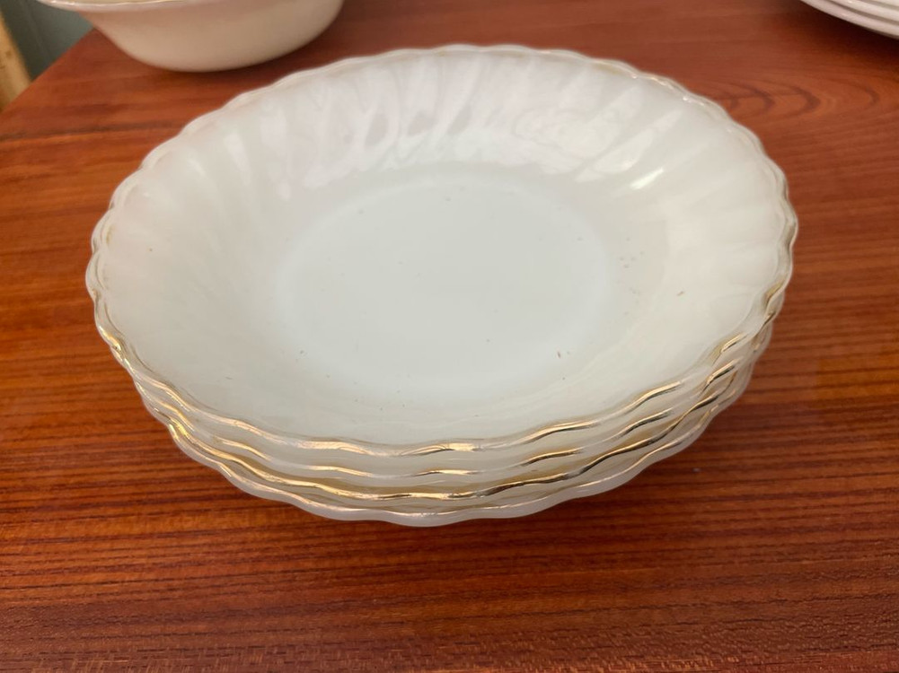 밀크글라스 엥커호킹 파이어킹 접시 세트 15개--4