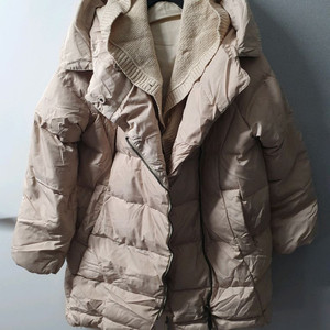 후드 니트 레이어드 덕다운 패딩 FREE 베이지 오리털 점퍼 자켓 55 66