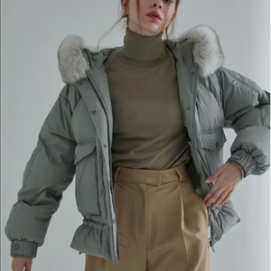 상태최상 에고이스트 사가퍼 숏패딩 라이트그레이 55