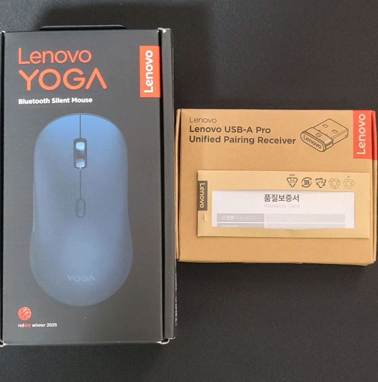 레노버 요가 블루투스 무소음 마우스 + 동글--0