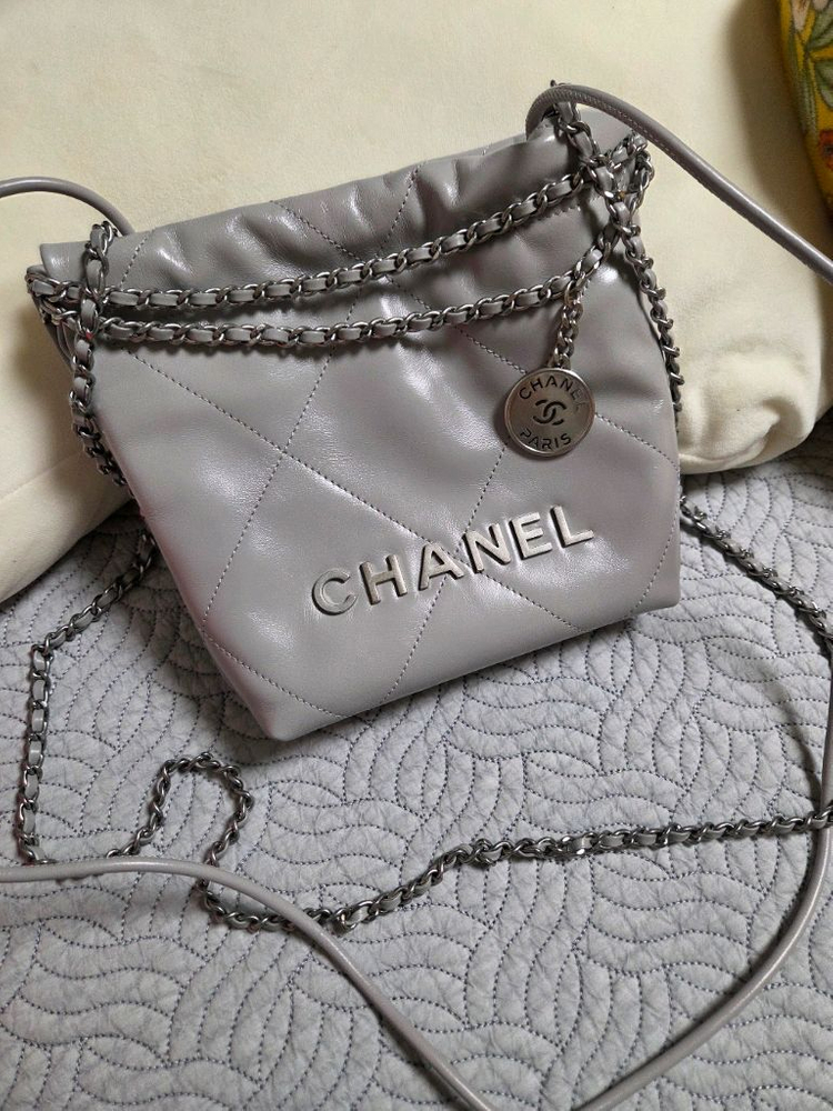 샤넬22미니 그레이 은장--3