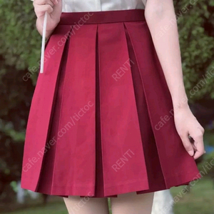 레드 베레모 플리츠스커트 빨강 교복 주름치마 테니스스커트 빨간색 버건디 와인색
