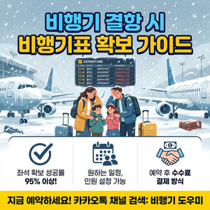 선착순! 비행기 결항될 경우 대체편, 항공권 빠른 예약 도우미 이미지