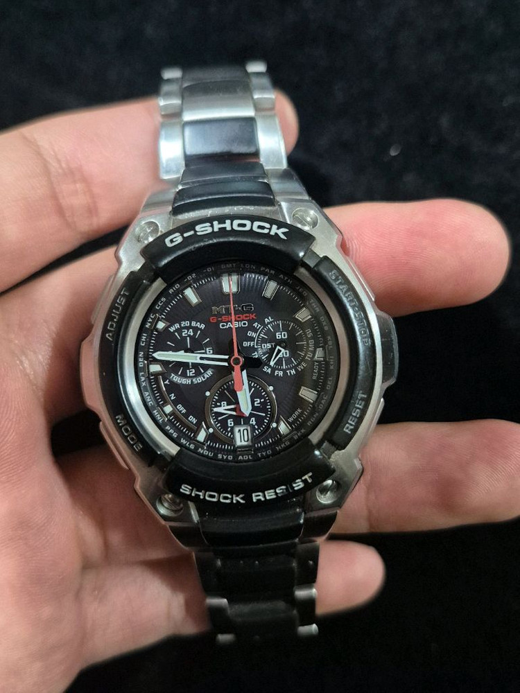 급처 올드 지샥 MTG-1000 전파수신 태양열충전 200M 방수 시계 이미지