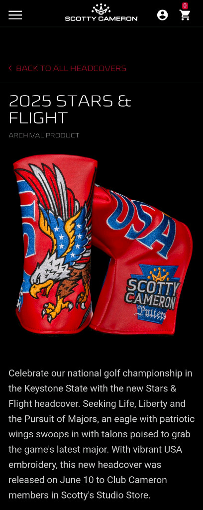 스카티카메론 리미티드 2025 US 오픈 Stars & Flig 퍼터커버 이미지