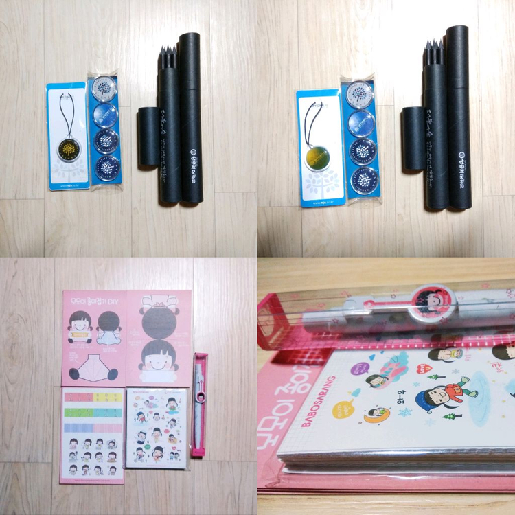 연필 엽서 포스트잇 수첩 메모지 자석 핸드폰 고리 모모이 스티커 세트--1