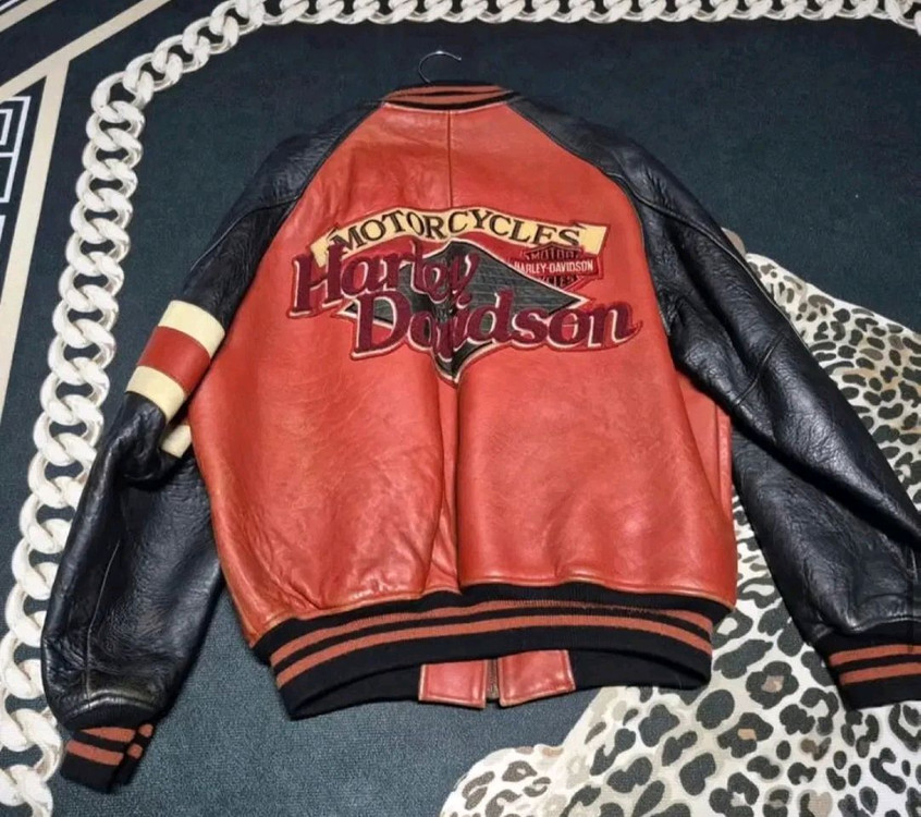 [정품] 90s 할리 데이비스 그랜드 올드스쿨 버건디 자켓 L--1