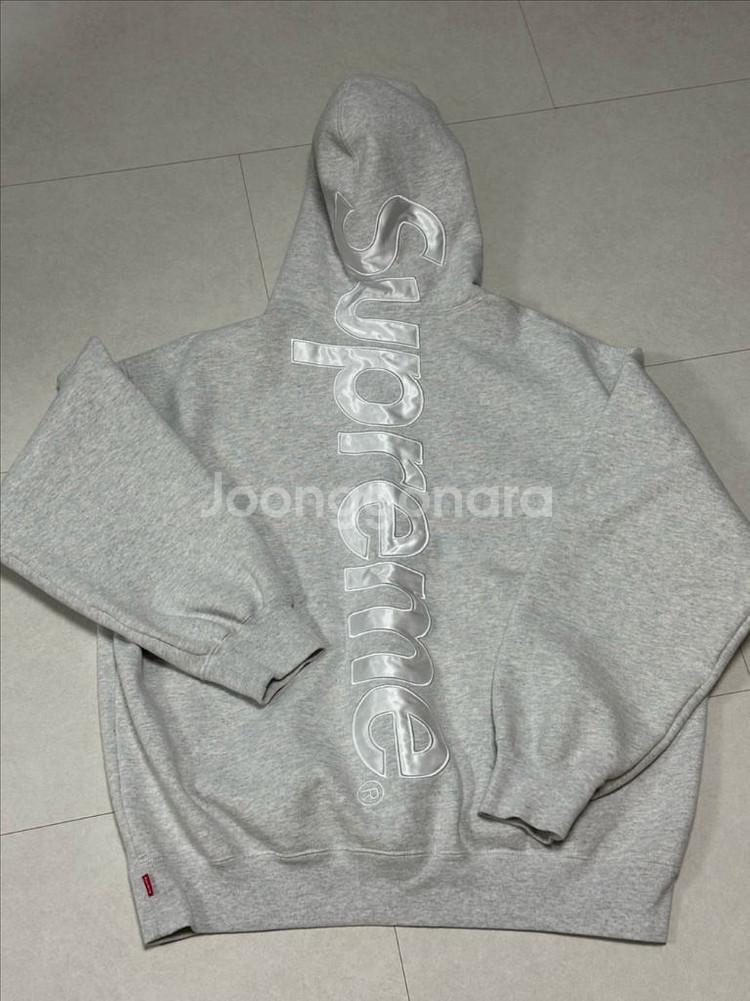 슈프림 사틴 후드 스웨트셔츠 애쉬 그레이--4