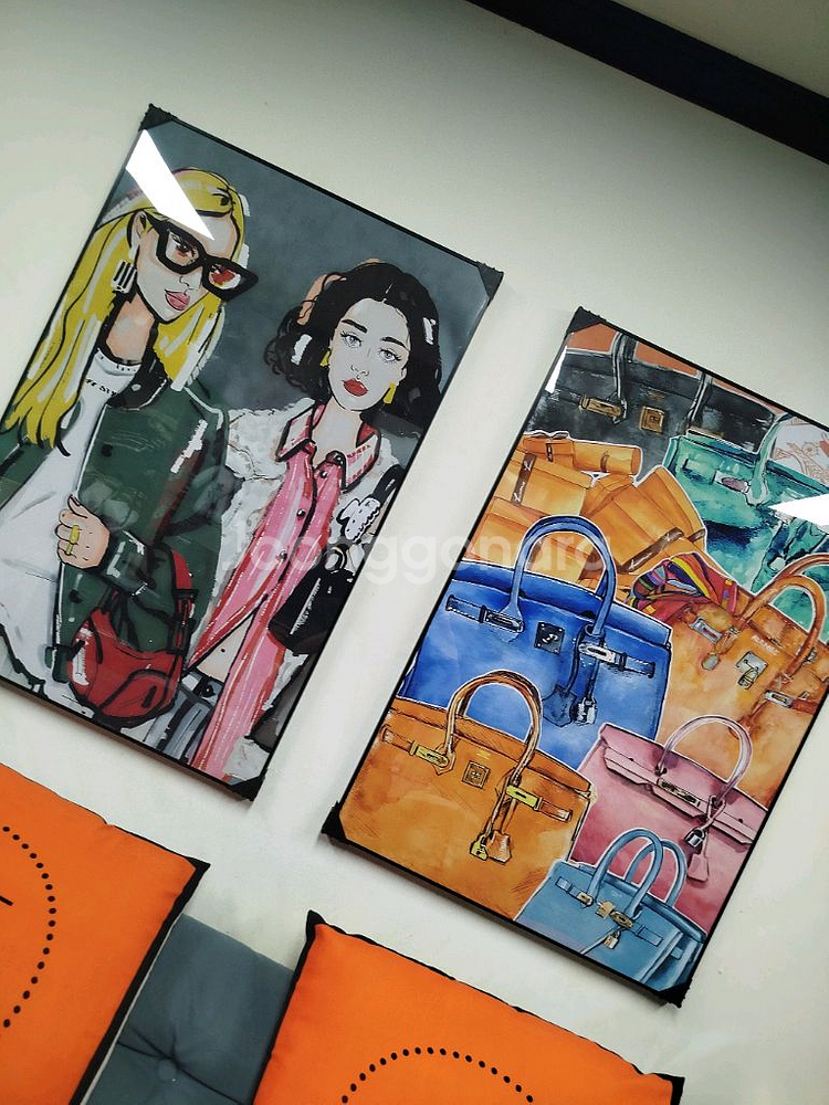 샤넬 감성 에르메스 벌킨백 켈리백 유화 거실 인테리어 그림액자 그림 액자 팝아트 인테리어소품 명품그림 명품액자--1