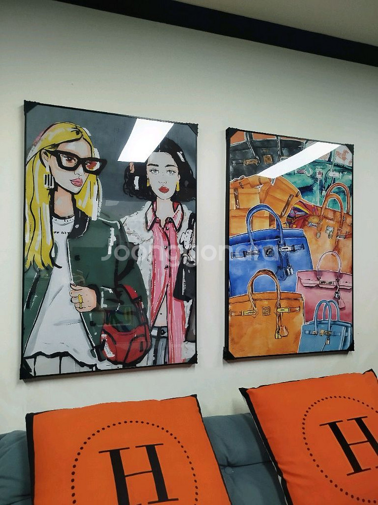샤넬 감성 에르메스 벌킨백 켈리백 유화 거실 인테리어 그림액자 그림 액자 팝아트 인테리어소품 명품그림 명품액자--3