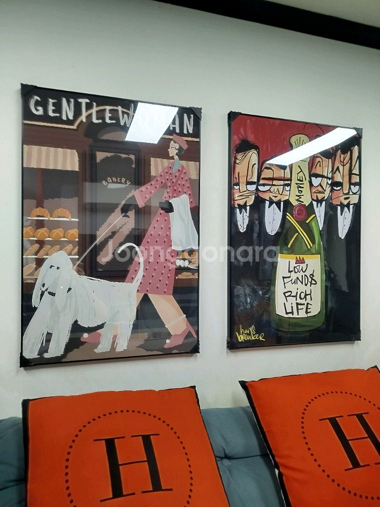 샤넬 풍 반려동물 여인 감성 대형 그림액자 그림 액자 팝아트 인테리어소품 명품그림 명품액자 꽃 선물 가방 지갑--3