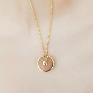 18k 트렌디 핑크 오닉스 다이아 목걸이