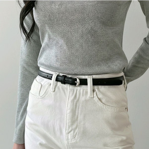 (새상품) 소가죽 얇은 데일리 여성 벨트 블랙 가죽