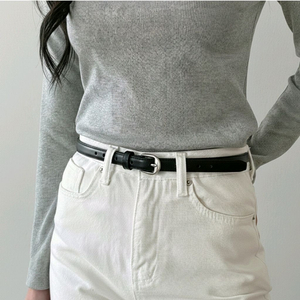 (새상품) 소가죽 얇은 데일리 여성 벨트 블랙 가죽