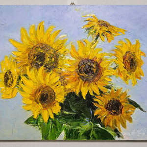 (원화) 8호 캔버스 해바라기꽃 유화그림 서양화작품명 : 해바라기꽃 유화그림 이미지