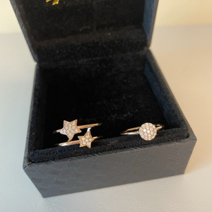 4C diamond 실버 반지 2세트 (로즈골드-10호)