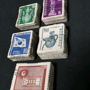대한민국 오래된 우표 (5다발. 총 500장)일괄. 이미지
