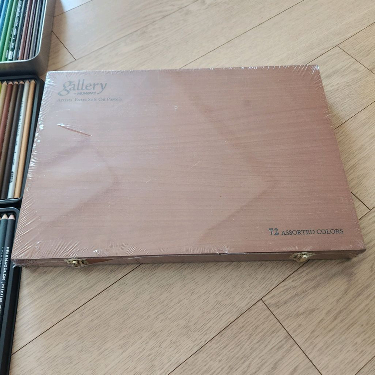 (미개봉)문교 오일파스텔 72색 목함+작품용 스케치북--2