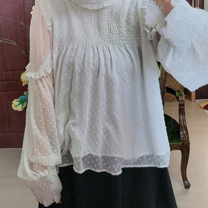 자라 쉬폰 레이어드 레이스 스머그드 블라우스 이미지