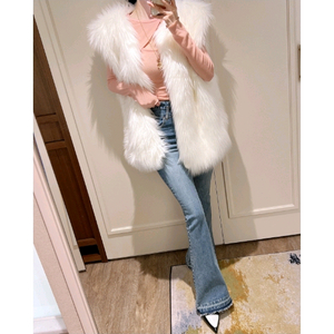 high quality 7cm장모퍼 사가 폭스 퍼 조끼 수입의류