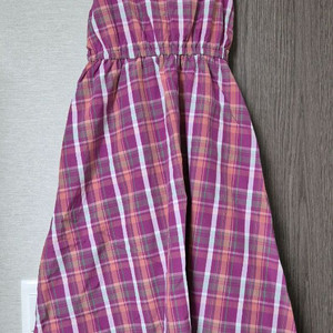 S 핑크 체크 원피스 분홍 밴딩