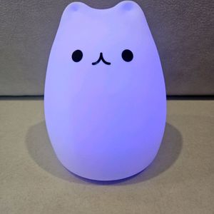 [새상품 충전기 포함] 고양이 실리콘 말랑 아기 무드등