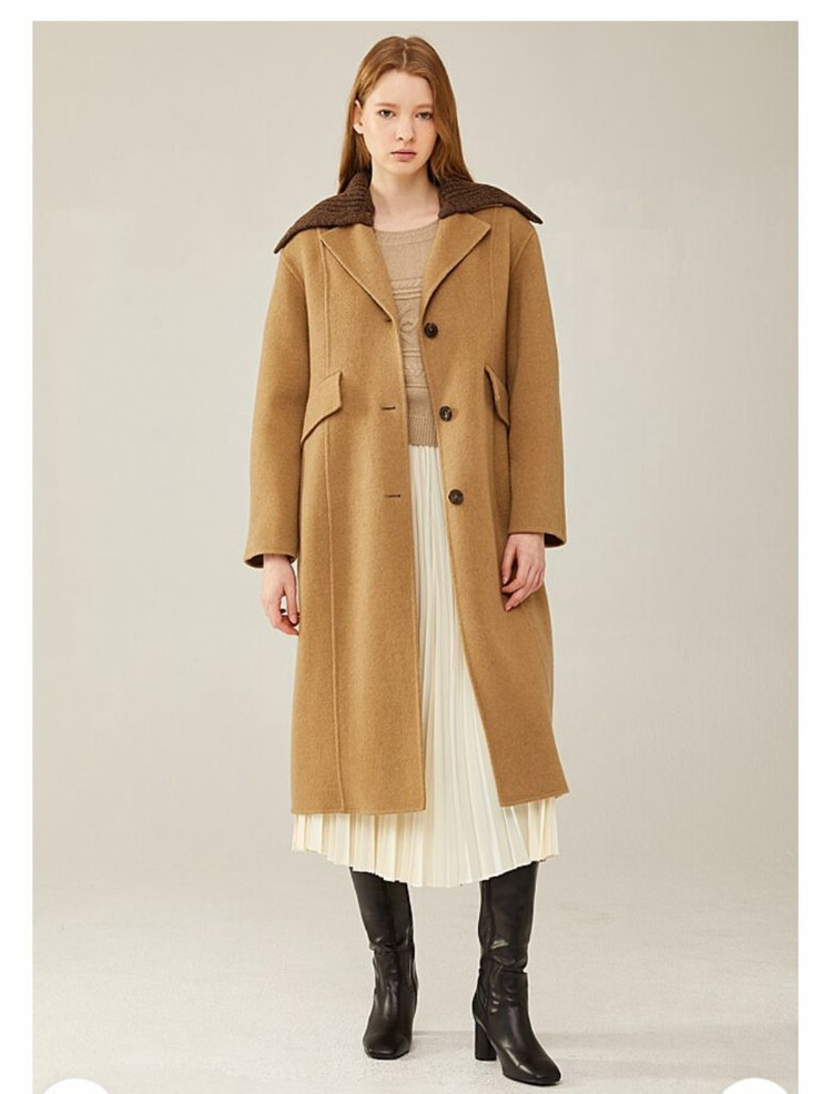 지컷 카멜 니티드 카라 코트 55--3